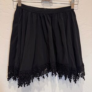 Elegant Black Lace Hem Skirt